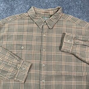 LL Bean Plaid Brushed Flannel Button Down Work Shirt Mens XL Cotton  GrandpaCore